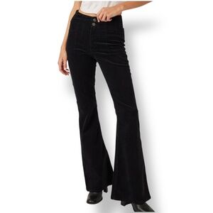 Free People Jayde Corduroy Flare Pants - Black - Size 28 - 28” inseam